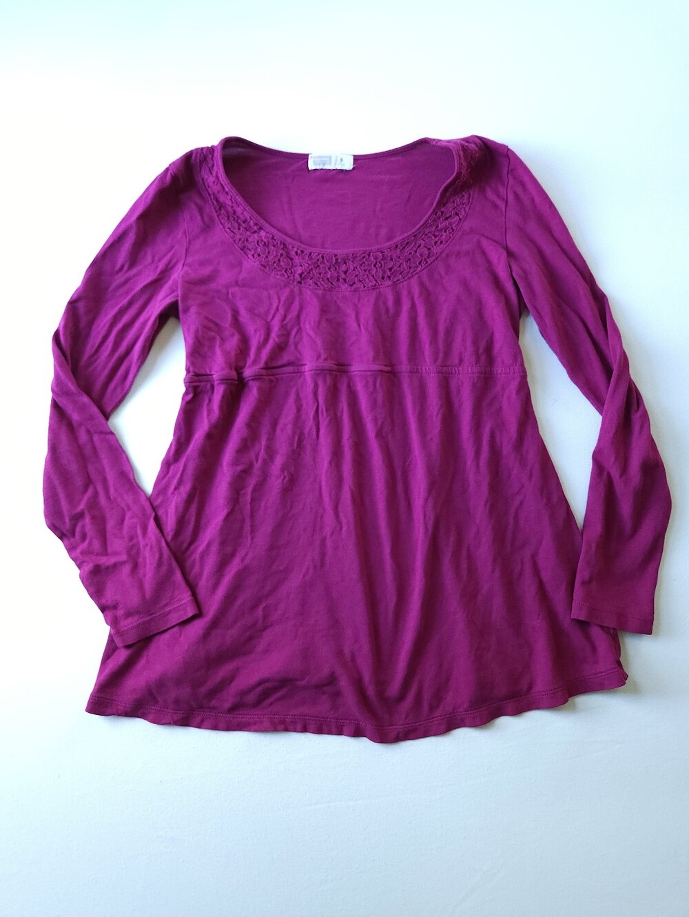 Old Navy Purple Long Sleeve Maternity Babydoll Style Top Sz Small